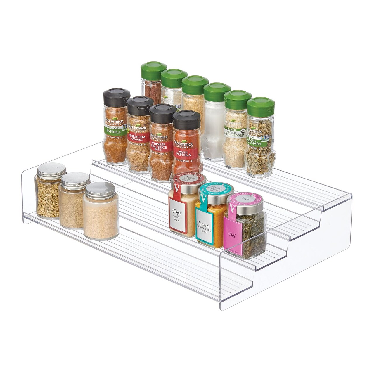 mDesign Plastic Kitchen Spice Rack, Food Storage Organizer, 4 Levels